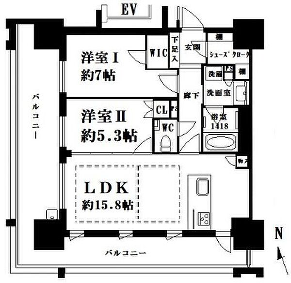 ブランシエラ赤坂はなみずき通り ｜福岡県福岡市中央区桜坂1丁目(賃貸マンション2LDK・9階・66.16㎡)の写真 その2