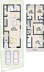 間取り：南向き・食器乾燥機付き・1号地