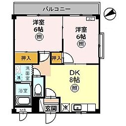 コーポK-1 2DKの間取図画像