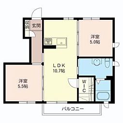 ヴェルディ 2LDKの間取図画像
