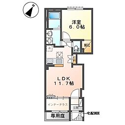 サンライズE(東松山市山崎町アパートV期新築工事) 1LDKの間取図画像