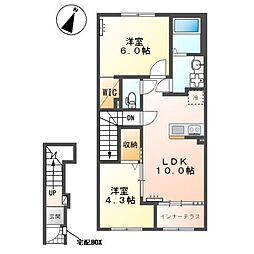 サンライズE(東松山市山崎町アパートV期新築工事) 2LDKの間取図画像