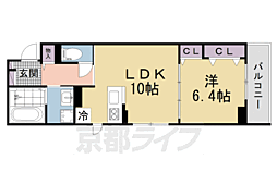 ハイドレンジア くずは 1LDKの間取図画像