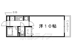 茜ハイツ 1Kの間取図画像