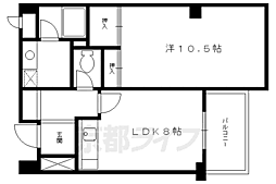 レヴィア北白川 1LDKの間取図画像