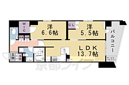 ブランズ京都河原町通 2LDKの間取図画像