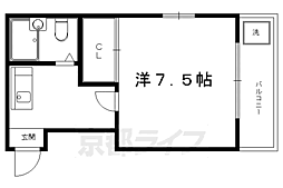 ロイヤルハイツ一乗寺 1Kの間取図画像