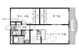 サン・フォレスト久御山 2LDKの間取図画像