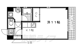 エバー・グリーン六地蔵駅前 1Kの間取図画像