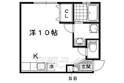鴨戸ハイツ ワンルームの間取図画像