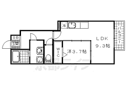 Acty勧修 1LDKの間取図画像