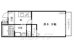 リリーブ今出川 1Kの間取図画像
