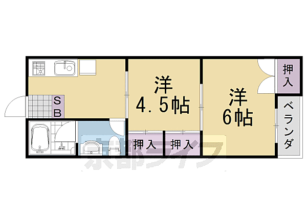 ハイツサンモア 406｜京都府京都市西京区松室中溝町(賃貸マンション2DK・4階・34.00㎡)の写真 その2