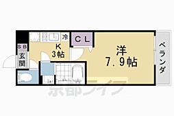 グランデコート大宅甲ノ辻 1Kの間取図画像