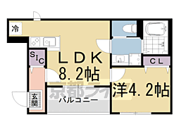山科ビエント 1LDKの間取図画像