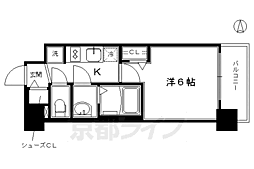 プレサンスTHEKYOTO彩美 1Kの間取図画像