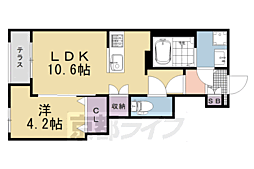 リュッカ友岡 1LDKの間取図画像