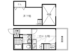 セレソレイユ金閣寺道 1DKの間取図画像