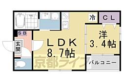 ハーモニーテラス勧修寺小野 1LDKの間取図画像
