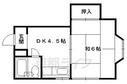 バンブーハイツ 1DKの間取図画像