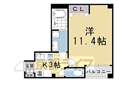 エターナル高辻 1Kの間取図画像