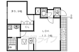 グリーンヒル2 1LDKの間取図画像
