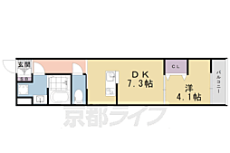 フォーリアライズ京都東寺 1DKの間取図画像