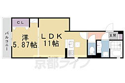 ブランドール椿原 1LDKの間取図画像
