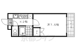 クリスタル北山 1Kの間取図画像