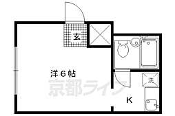 大将軍ハイツ 1Kの間取図画像