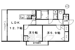 ベルビュー東寺西門通 2LDKの間取図画像
