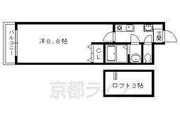 クローバーコート 1Kの間取図画像