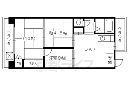 ワーカーハイツ鳥羽 3DKの間取図画像