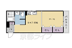 宇治市莵道門前アパート 1DKの間取図画像
