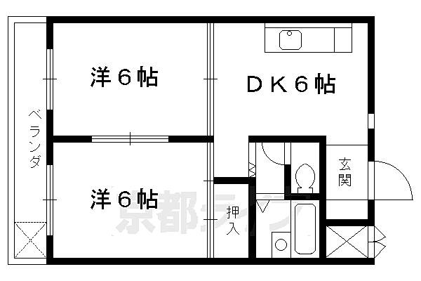 エンブレム城南宮 203｜京都府京都市伏見区竹田田中宮町(賃貸マンション2DK・2階・41.82㎡)の写真 その2