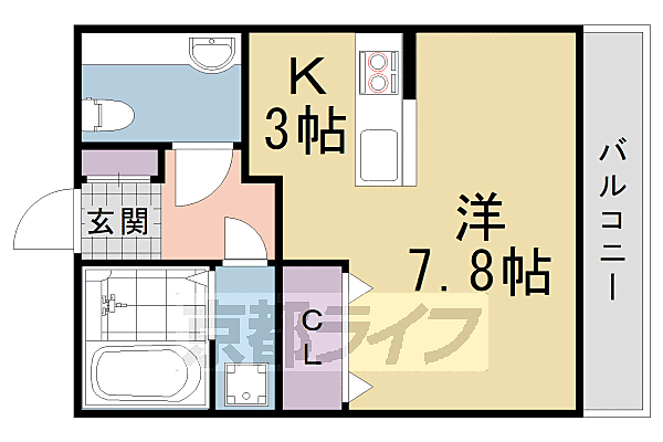 すみれコート 105｜京都府京都市西京区上桂西居町(賃貸アパート1K・1階・28.55㎡)の写真 その2