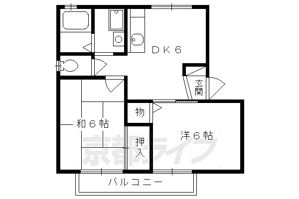 インスラーハイム 202｜京都府京都市伏見区向島立河原町(賃貸アパート2DK・2階・40.00㎡)の写真 その2