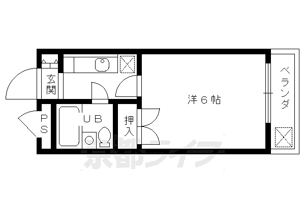 京都府京都市右京区嵯峨広沢南下馬野町(賃貸マンション1K・3階・18.36㎡)の写真 その2