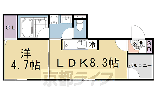 京都府京都市下京区屋形町(賃貸アパート1LDK・3階・30.57㎡)の写真 その2