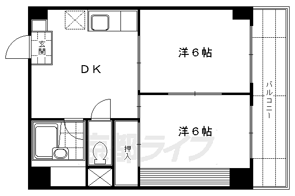 シャンポール観月橋 408｜京都府京都市伏見区桃山町泰長老(賃貸マンション2DK・4階・41.21㎡)の写真 その2