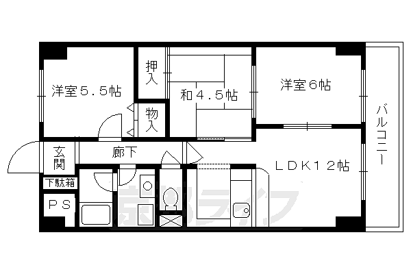 ディアコート21 102｜京都府京都市伏見区竹田三ツ杭町(賃貸マンション3LDK・1階・60.12㎡)の写真 その2