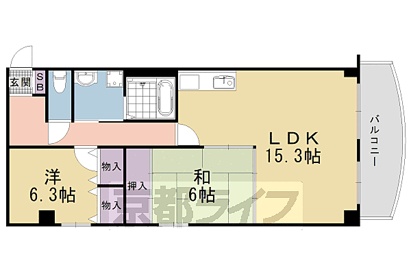 京都府京都市右京区西京極郡町(賃貸マンション2LDK・3階・66.34㎡)の写真 その2