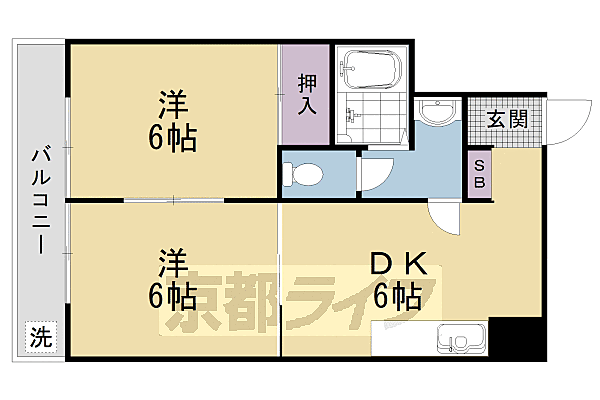 京都府京都市右京区梅津中倉町(賃貸マンション2DK・3階・35.00㎡)の写真 その2