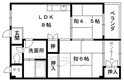 グレースコート 2階2LDKの間取り