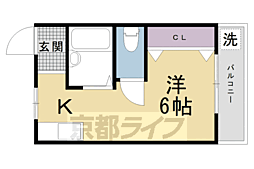 豊栄ハイツ ワンルームの間取図画像