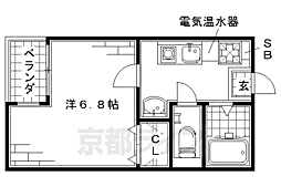 京阪本線 丹波橋駅 徒歩9分の賃貸マンション 1階1Kの間取り