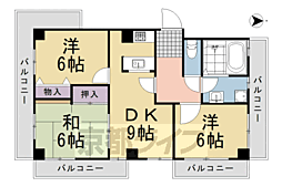 京都地下鉄東西線 二条駅 徒歩3分の賃貸マンション 2階3LDKの間取り