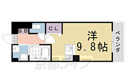 阪急嵐山線 上桂駅 徒歩1分の賃貸アパート 2階ワンルームの間取り