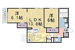近鉄京都線 伏見駅 徒歩6分の賃貸アパート 1階2LDKの間取り