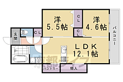 京都市南区東九条烏丸町マンション 2LDKの間取図画像